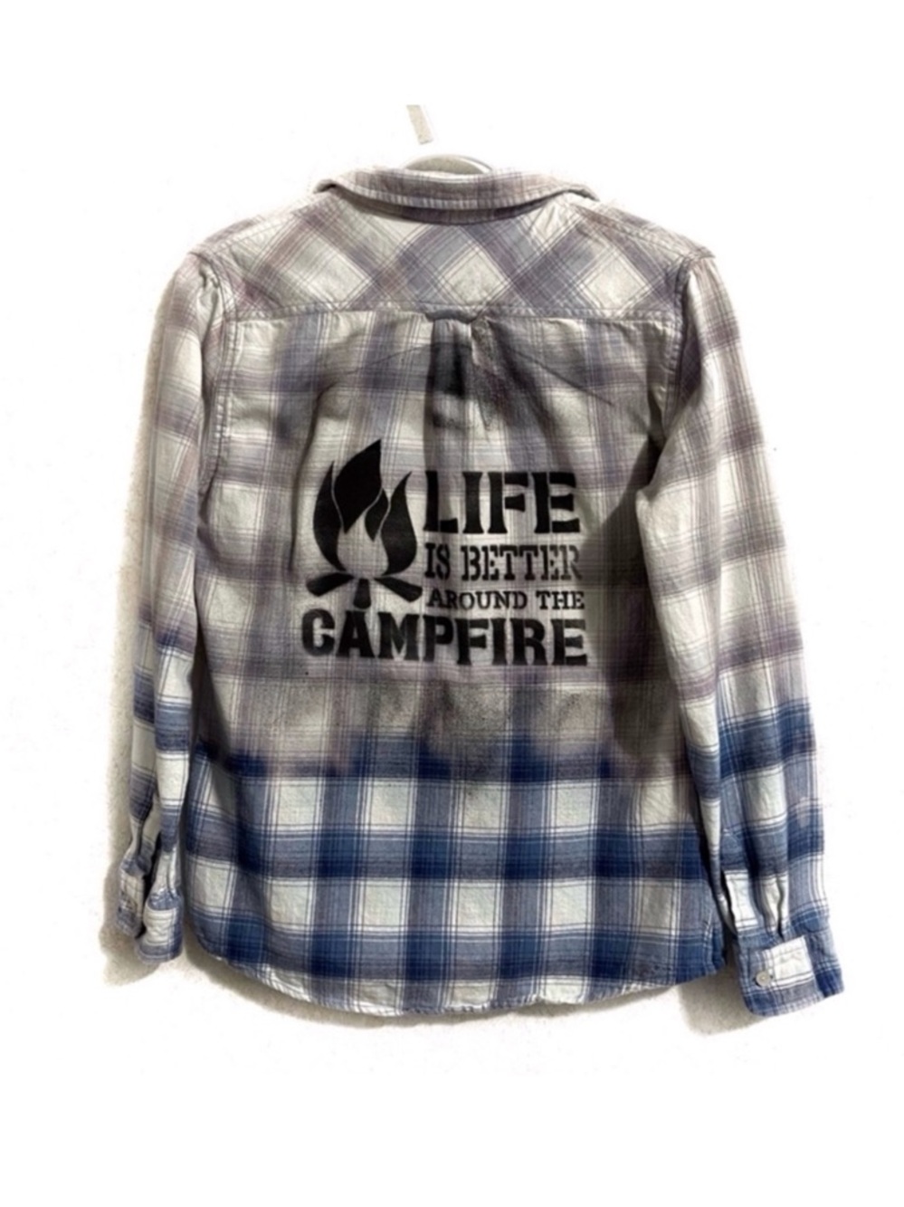 Custom upcycled “Camping” plaid, flannel.